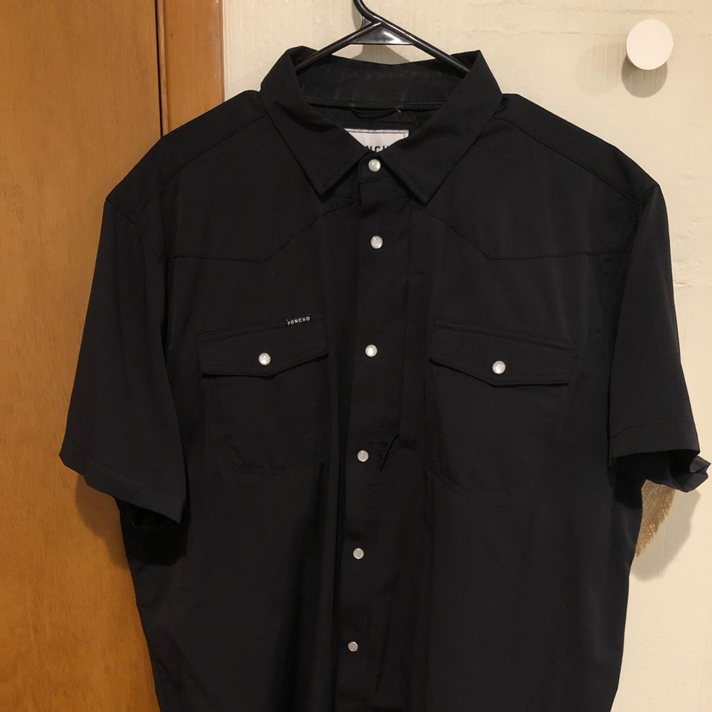 PONCHO WESTERN SHIRT -Black, XL / Slim